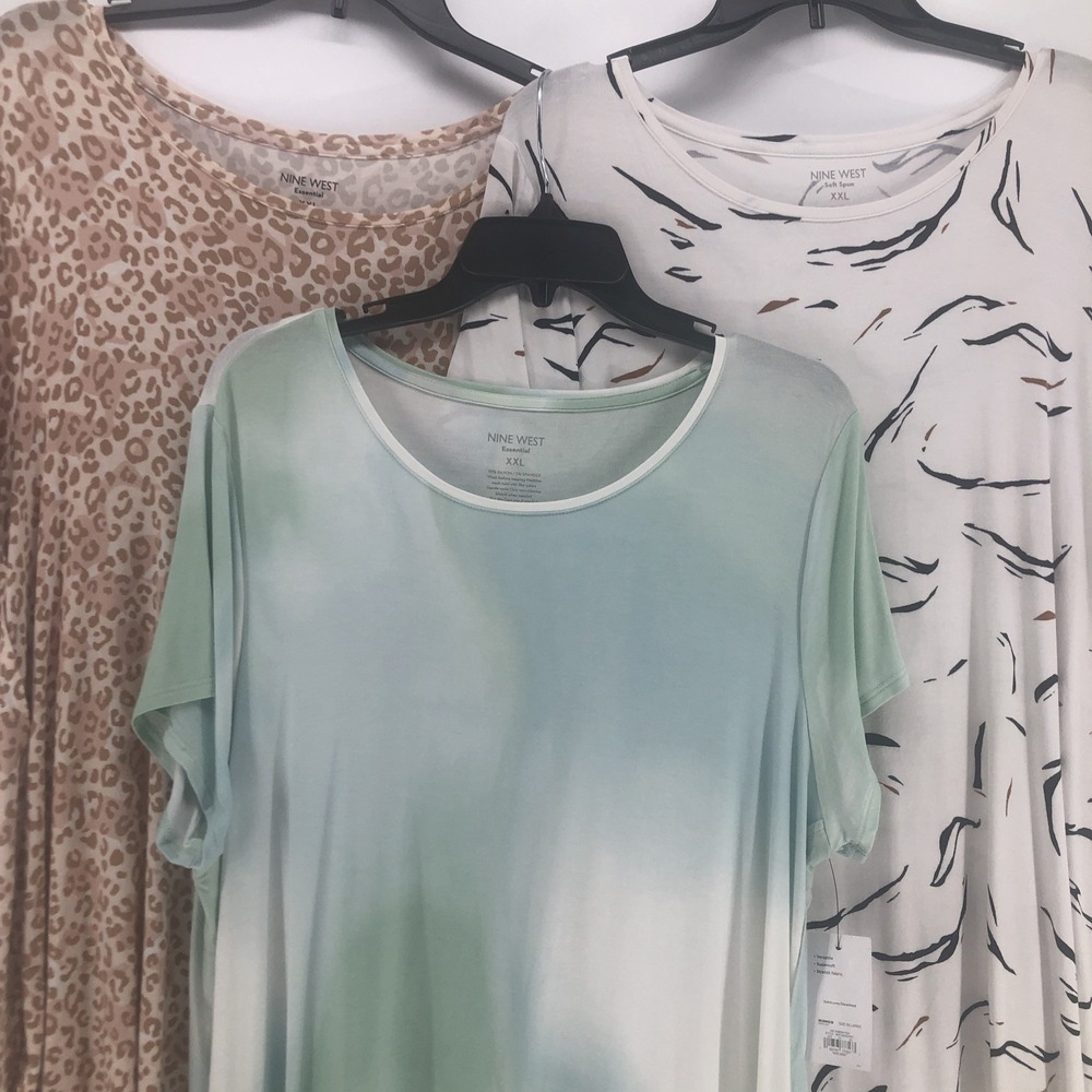 3 Nine West Women Top Short Sleeve Crew Neck Shirt Essential Tunic Round Hem XXL